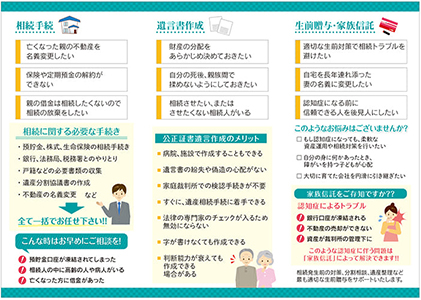 司法書士事務所をオープンする際に配布する業務案内用三つ折りパンフレット